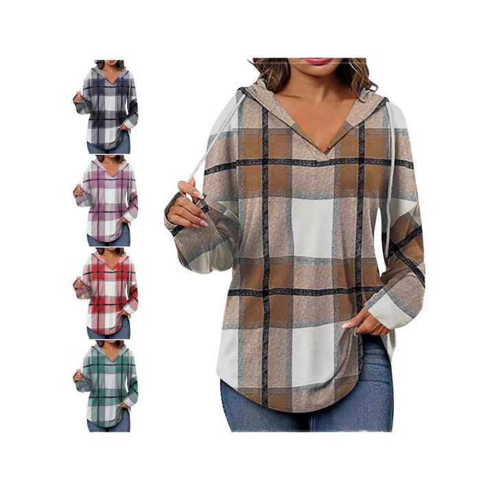 Women’s hoodie with checkered design and V-neck Lune London