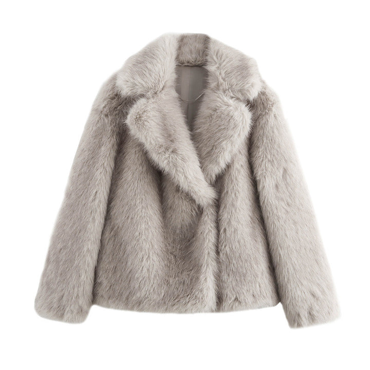 Ladies Cozy Faux Fur Jacket with Elegant Lapel Lune London