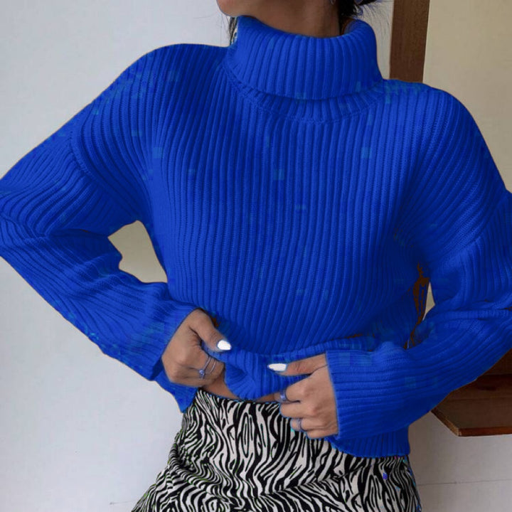 Pullover à col roulé tendance pour femmes avec texture en côtes Lune London