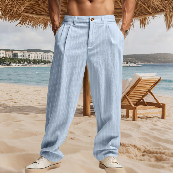 Casual beach pants for men with a comfortable fit and a stylish striped pattern Lune London