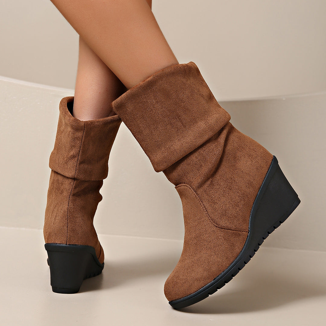 Wedge heel ankle boots for women in soft suede Lune London