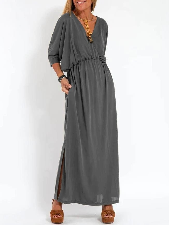 Robe maxi élégante pour femmes avec fente latérale et ceinture flexible Chic & Stil