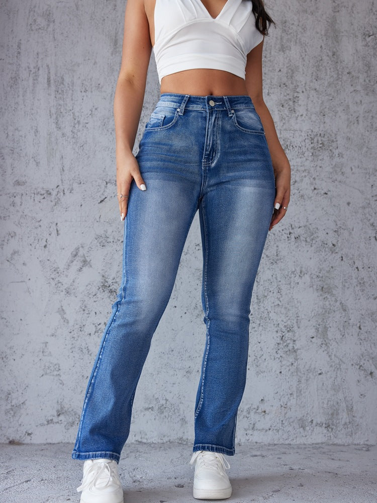 High-waisted bootcut jeans for women with a slightly worn look Lune London