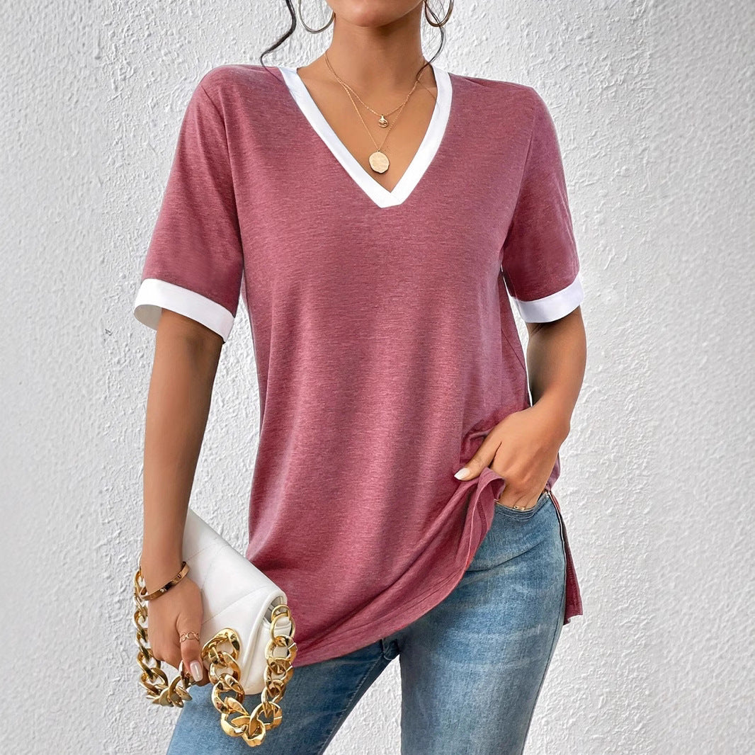 V-neck T-shirt for women with trendy accents and a comfortable fit Lune London