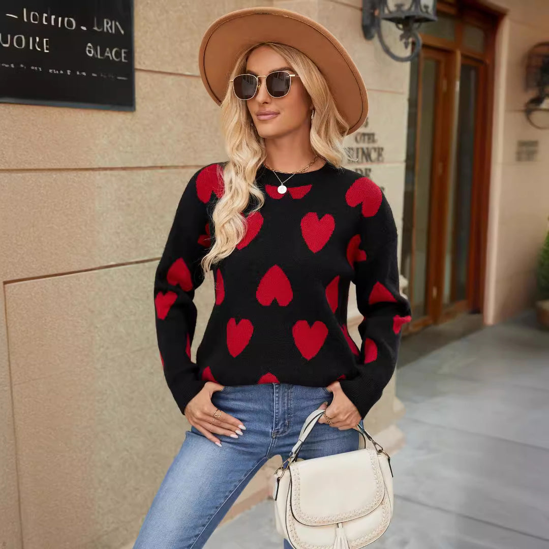 Pull pour femmes avec motif cœur et coupe décontractée Chic & Stil
