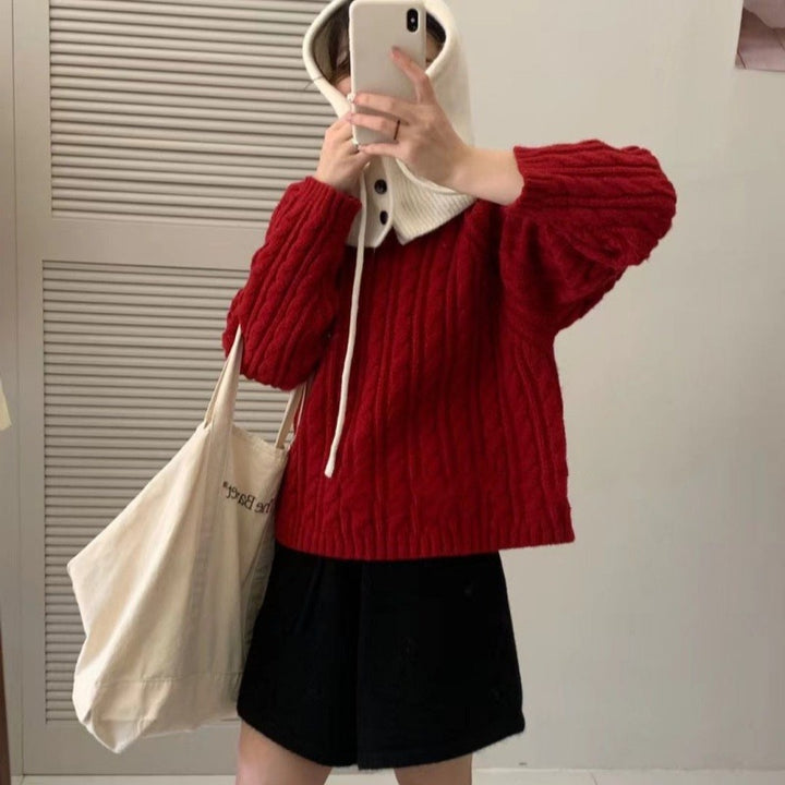 Pull en tricot épais pour femme avec des points réversibles modernes et une coupe décontractée Chic & Stil
