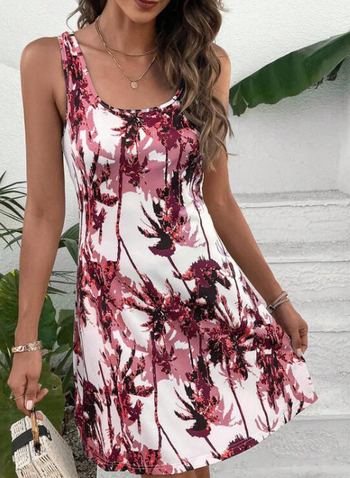 Casual summer dress for women with modern palm pattern Lune London