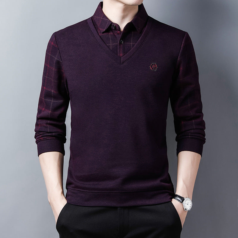 Elegant V-neck sweater for men with textured top Lune London