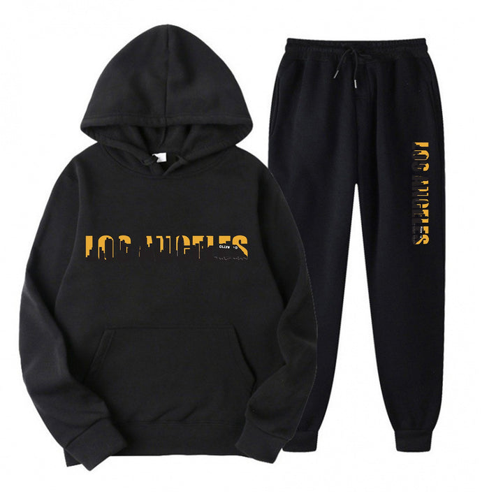 Women's leisure hoodie and jogging pants set with casual Los Angeles lettering Chic & Stil