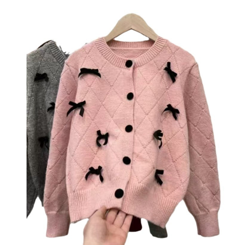 Knitted jacket for women with decorative knots Lune London
