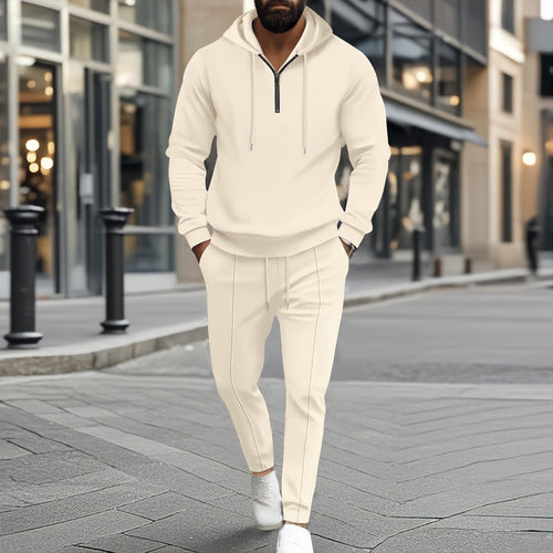Trendy leisure suit for men in breathable cotton with zipper Lune London