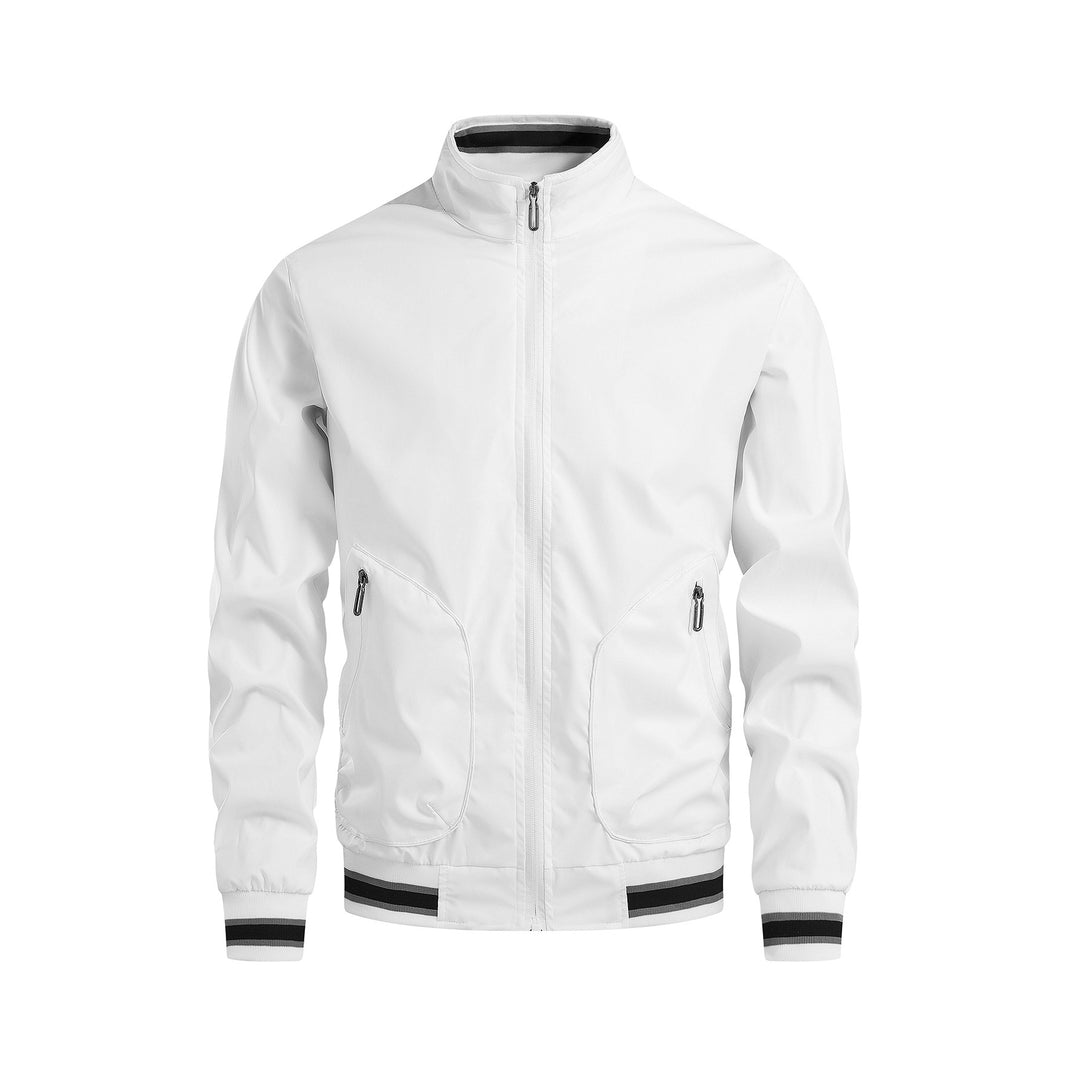 Sporty transition jacket for men with high collar and practical zippered pockets Lune London