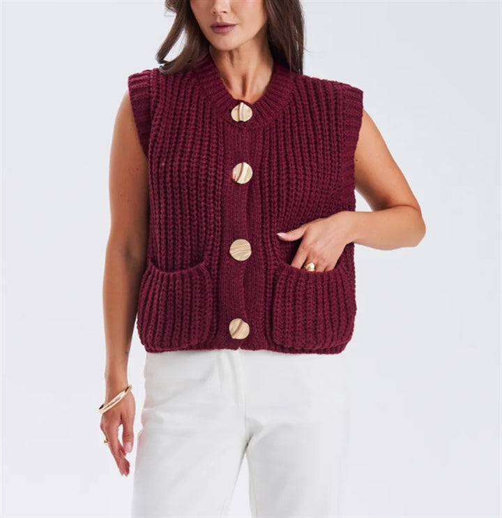 Women's knit jacket with gold buttons and relaxed fit Lune London