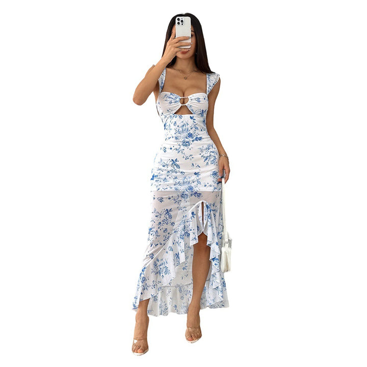 Robe maxi ajustée pour femmes avec motif floral et fente sur le côté Chic & Stil