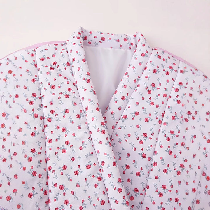 Quilted jacket for women with floral design and adjustable drawstring waist Lune London