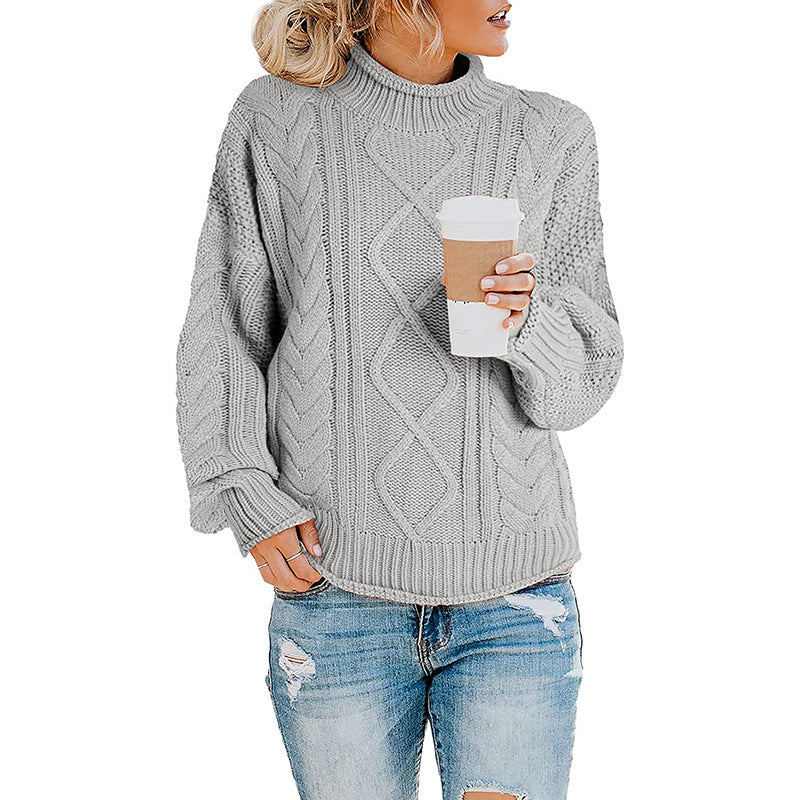 Thick knit sweater for women with high collar and cuffs Lune London