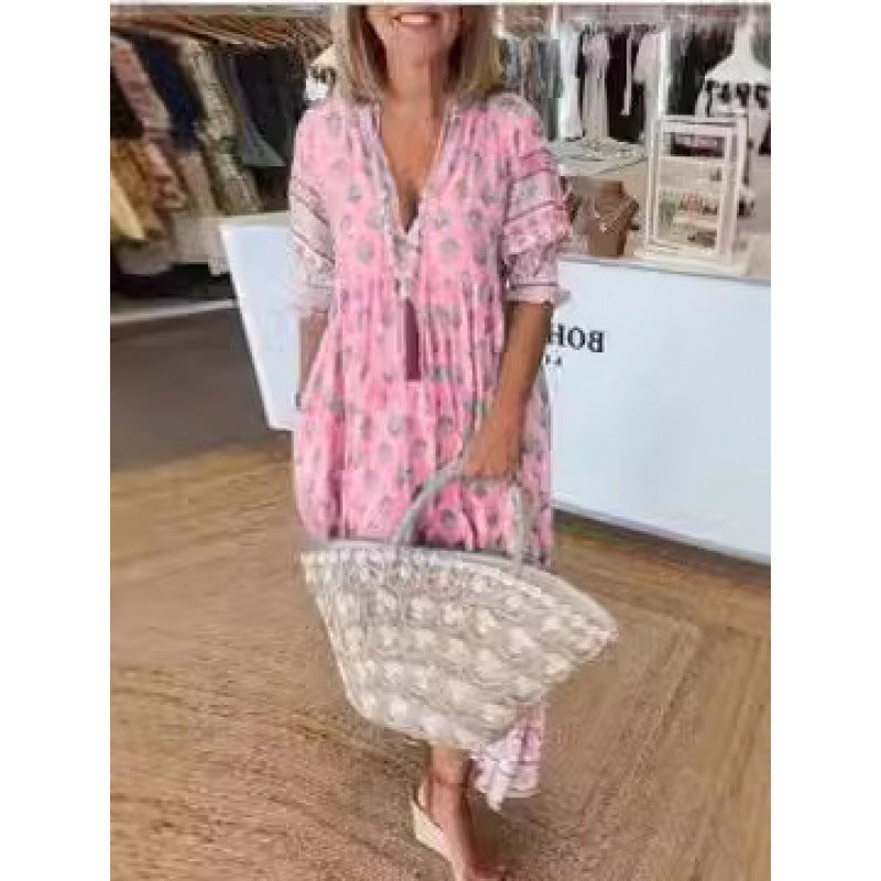 Airy tunic dress for women with floral patterns and delicate ruffle details Lune London