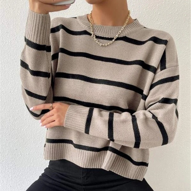 Casual knitted sweater for women with captivating striped patterns Lune London