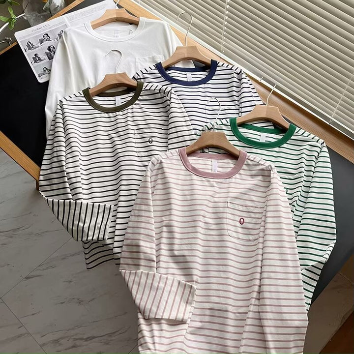 Chemise à manches longues pour femmes avec design rayé et poche poitrine Chic & Stil