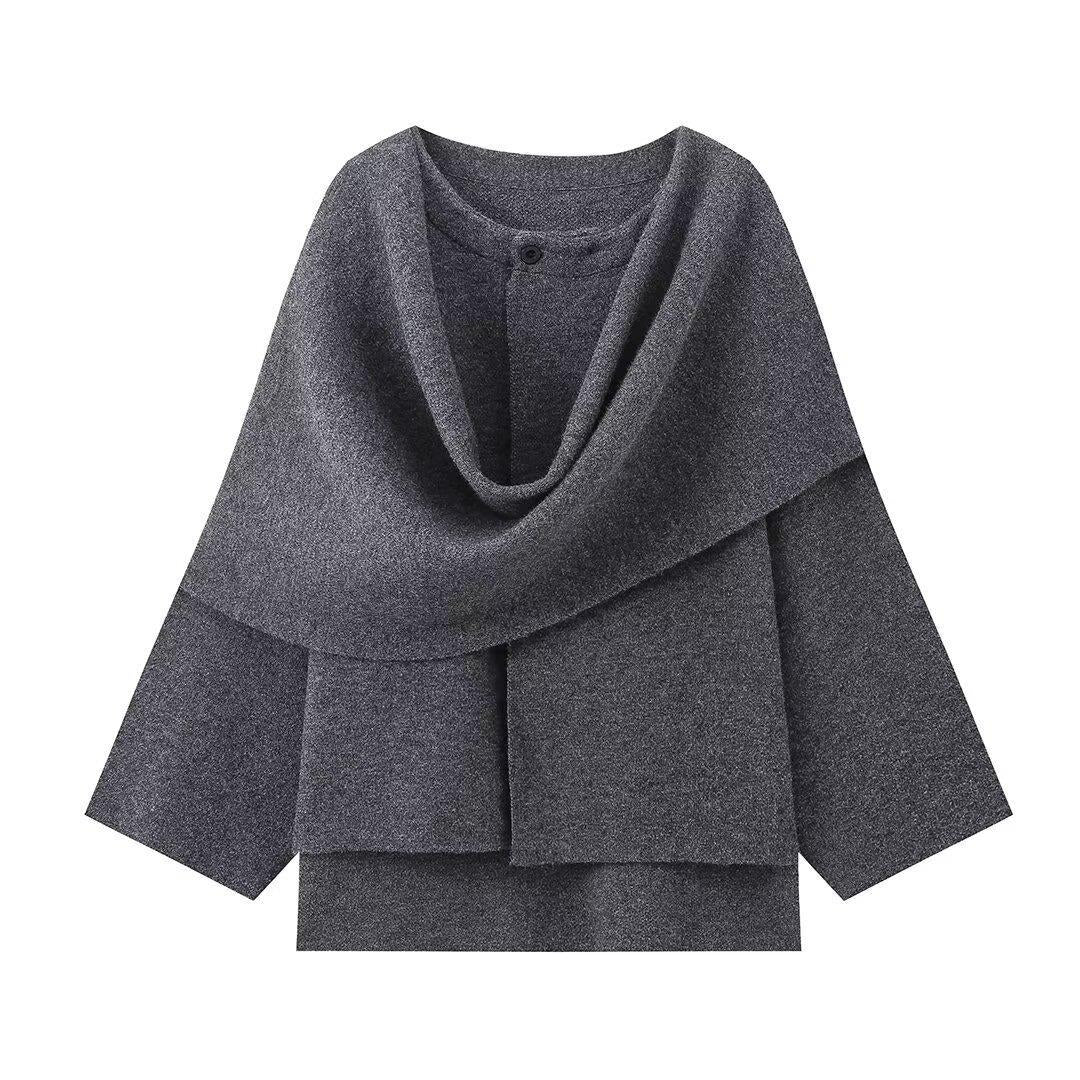 Ladies elegant cardigan with asymmetric cut and high-quality material Lune London