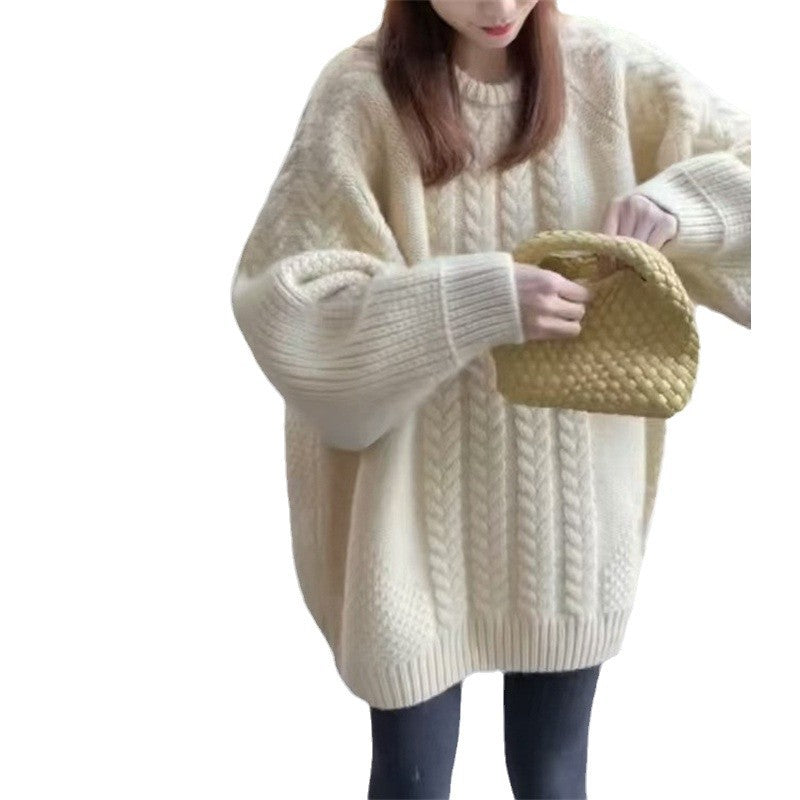 Chunky knit sweater for women with trendy cable patterns and dropped shoulders Lune London