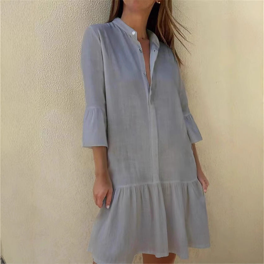 Shirt dress for women with ruffles Lune London