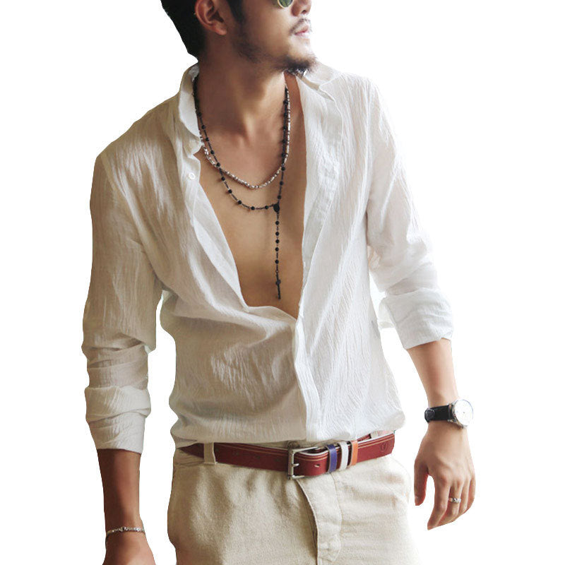 Casual long sleeve shirt for men in linen blend Lune London