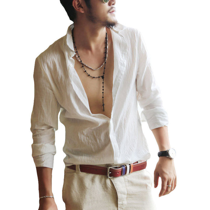 Casual long sleeve shirt for men in linen blend Lune London