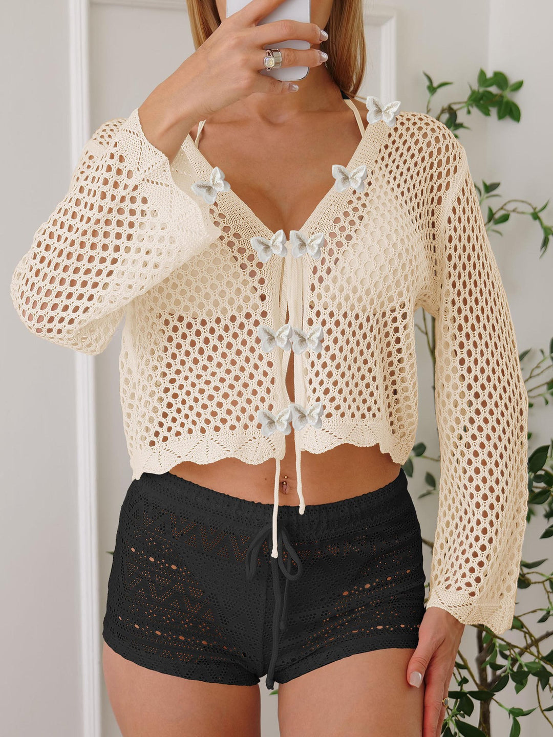 Lune London Women's Butterfly Lace Detail Cover Set