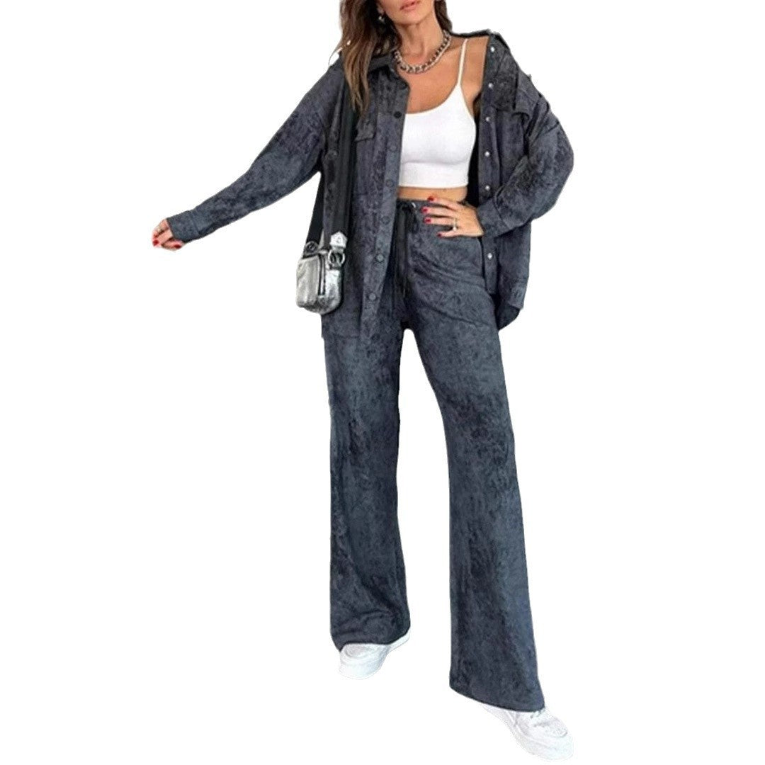 Casual blouse and pant set for women in soft material with special textures Lune London