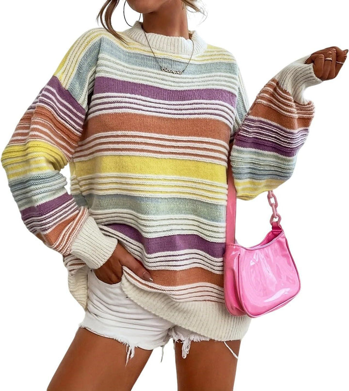 Oversized striped pullover for women with round neckline and relaxed fit Lune London