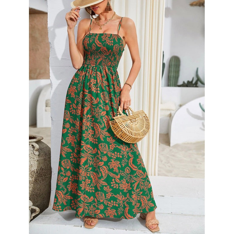 Ladies floral print maxi dress with spaghetti straps Lune London