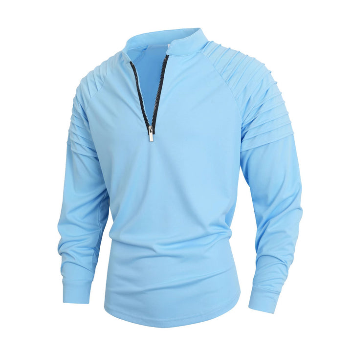 Men's long sleeve shirt with modern high collar and zipper Lune London
