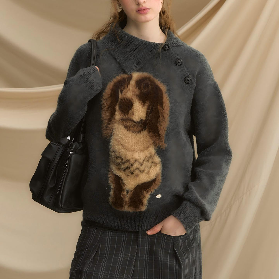 Femme pull confortable à col rond avec motif animal Chic & Stil