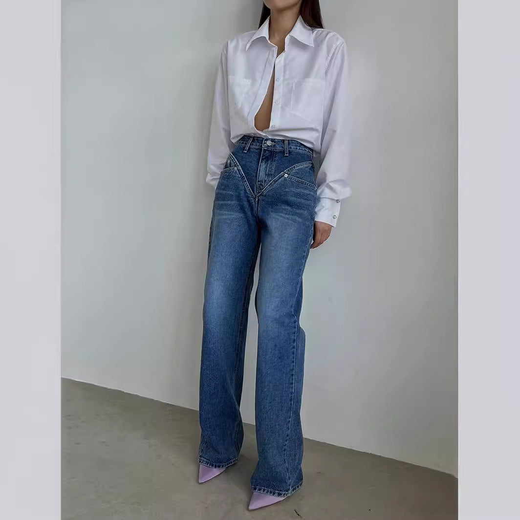 Women Wide Cut Jeans with Unique Design Lune London