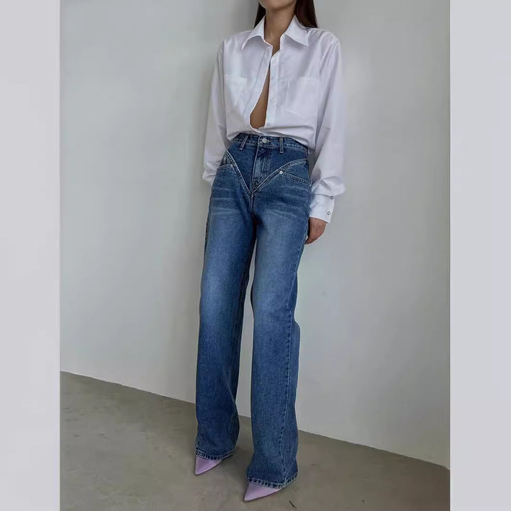 Women Wide Cut Jeans with Unique Design Lune London