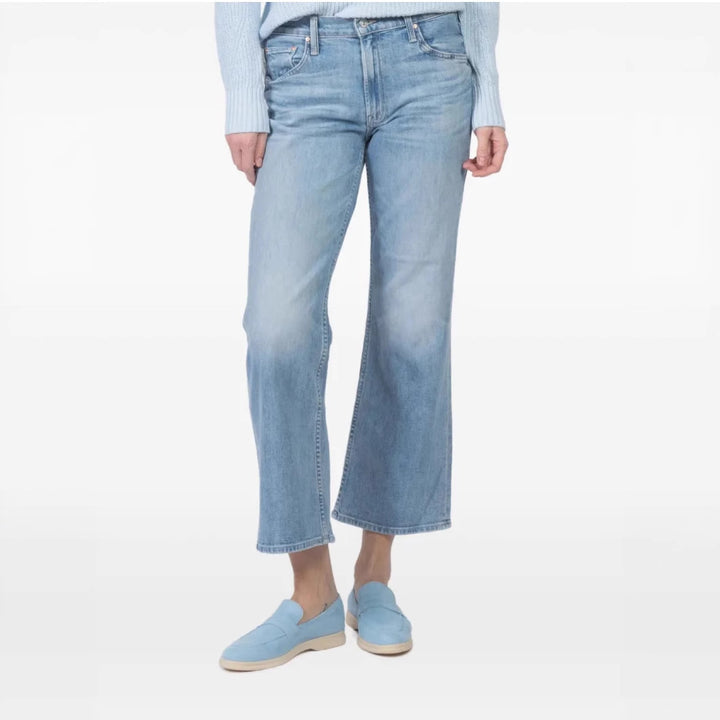 Wide cropped jeans for women with high waist and flared leg Lune London