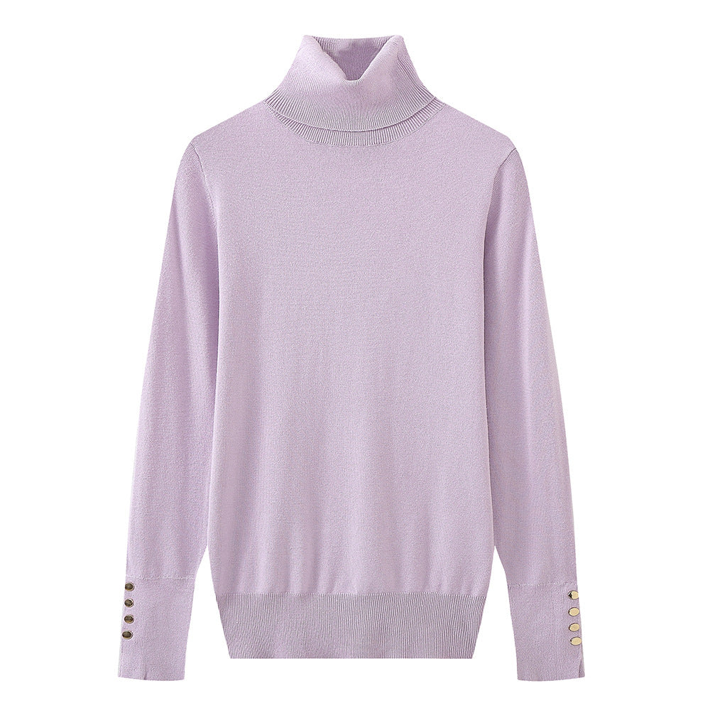 Ladies' turtleneck sweater with elegant button details Lune London