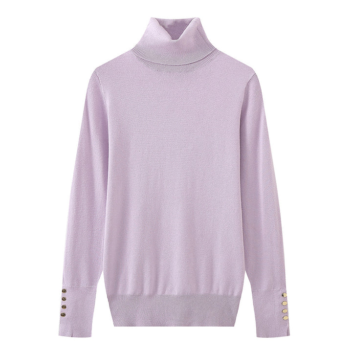 Ladies' turtleneck sweater with elegant button details Lune London