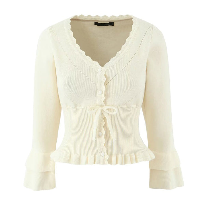 Women's knit jacket with ruffle details and fitted cut Lune London