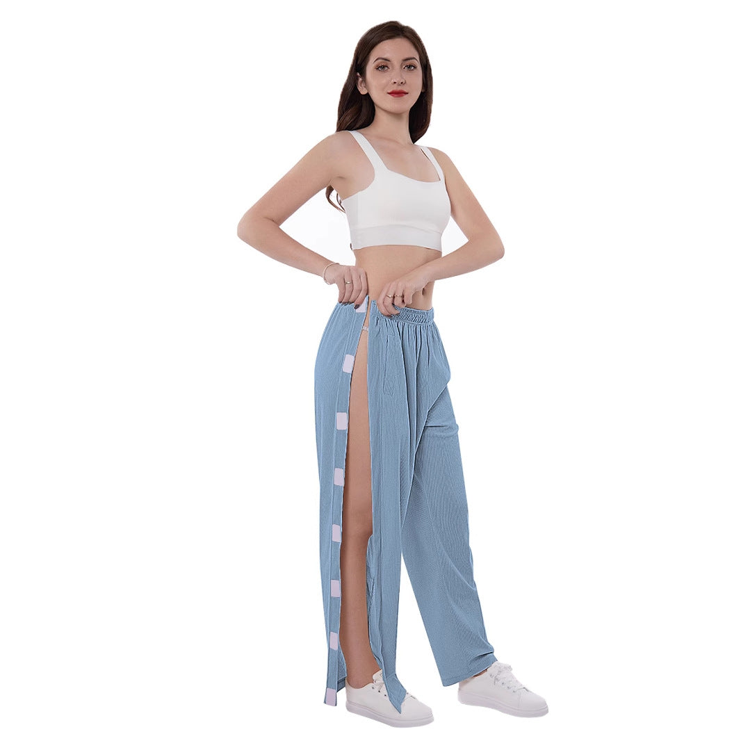 Lune London Casual Palazzo Pants for Women with Side Slits and Elastic Waist