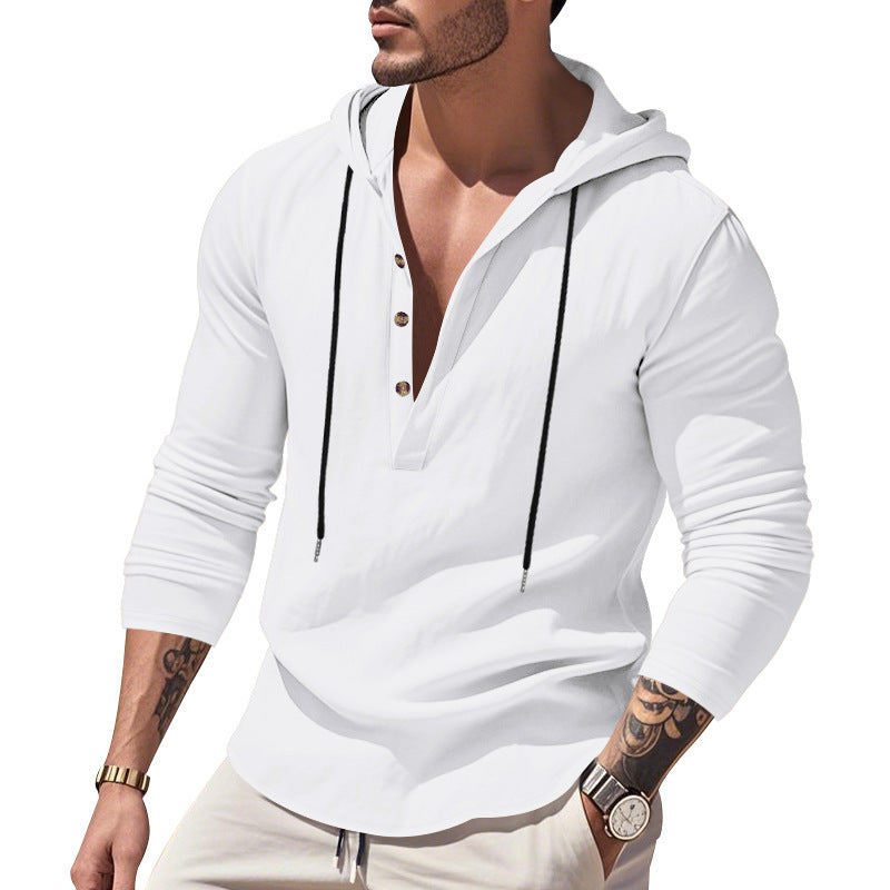 Men's casual hoodie shirt with modern button placket design Lune London
