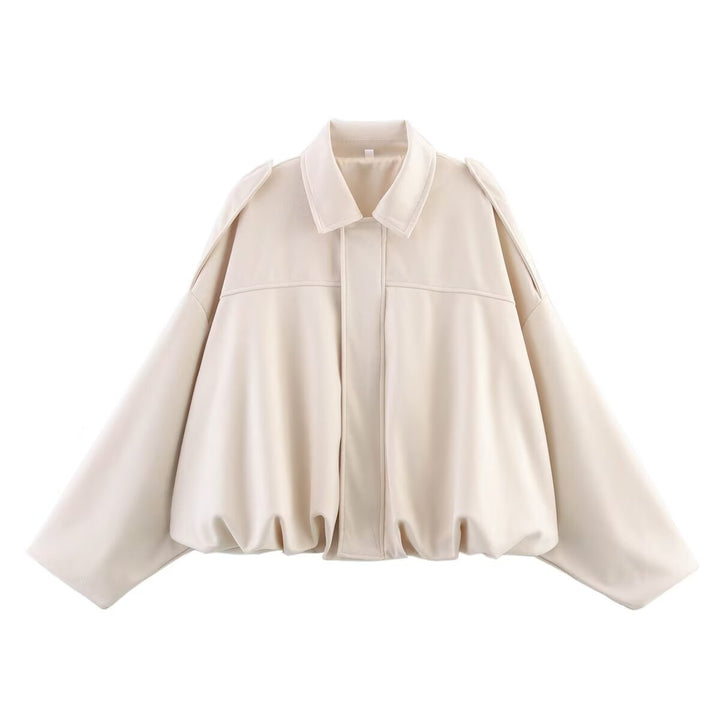 Ladies oversized fashionable jacket with textured design and practical details Lune London