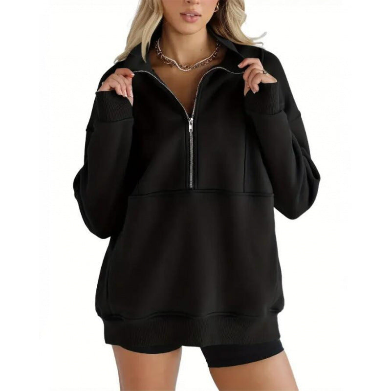 Women's sweatshirt with half-zip and oversized fit Lune London