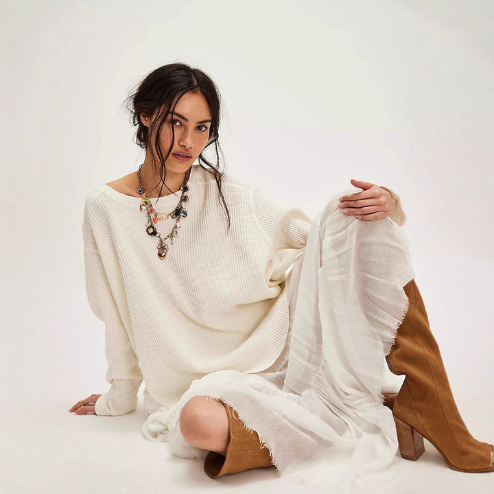 Casual knit sweater for women with a slightly oversized cut Lune London