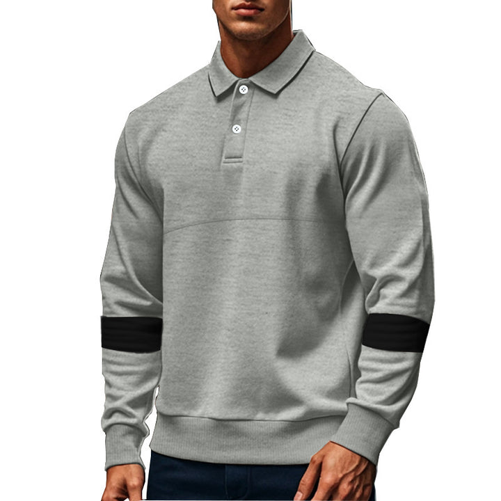 Elegant man long sleeve polo with contrasting sleeve details Lune London