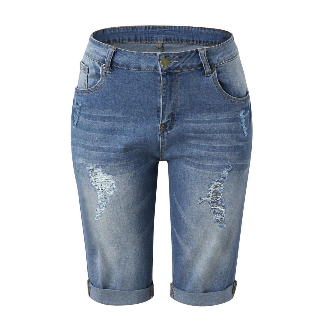 Women’s Stylish Destroyed Denim Shorts with High Waist and Torn Details Lune London