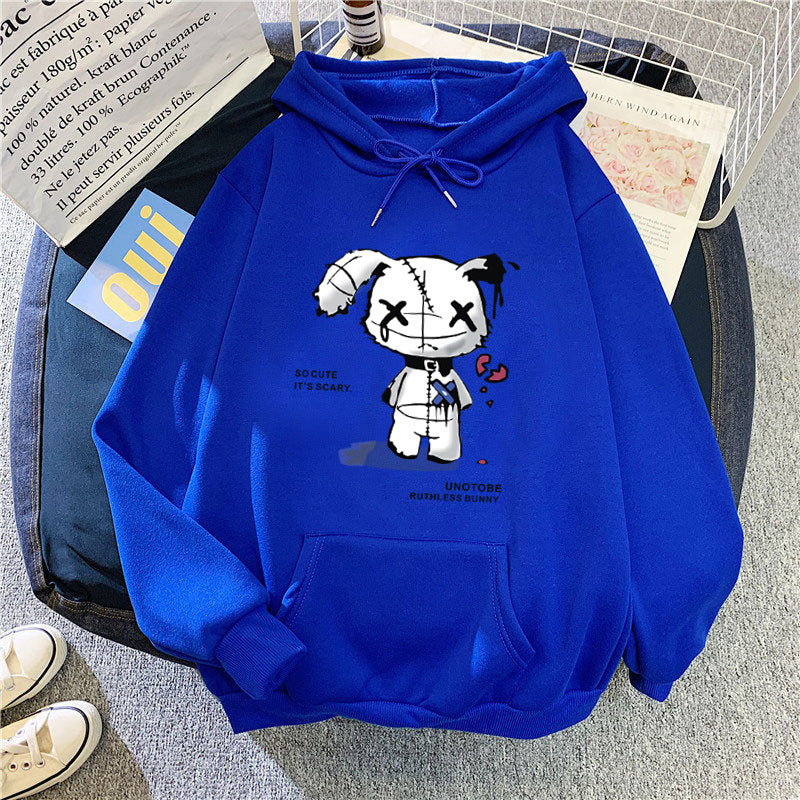 Ladies hooded sweatshirt with unique cartoon design and cozy inner lining Chic & Stil