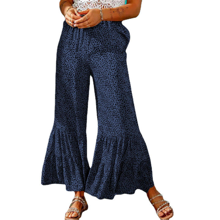 Wide leg palazzo pants for women with a voluminous hem and elastic waistband Lune London