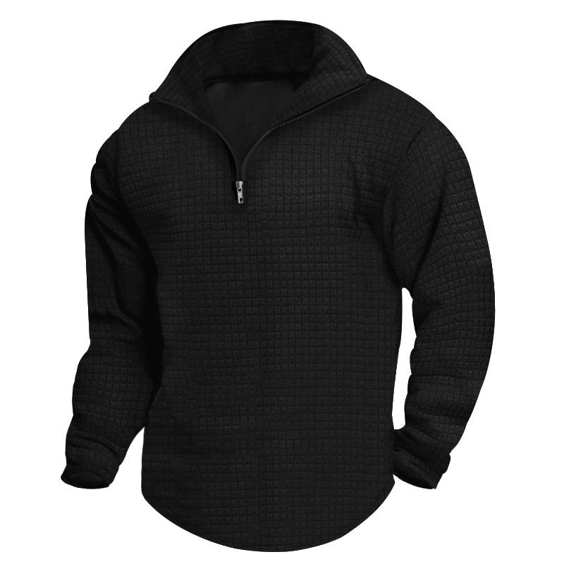Men's High-Quality Fleece Sweater with Stand-Up Collar and Zipper Lune London